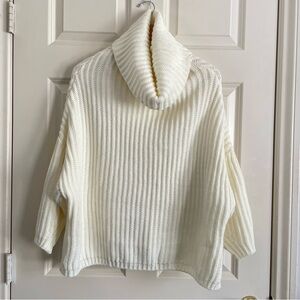 Pink Lily Cream Cowl Neck Sweater Cozy oversized